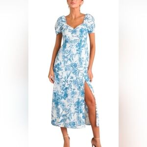 Elegant Blue Floral Maxi Dress